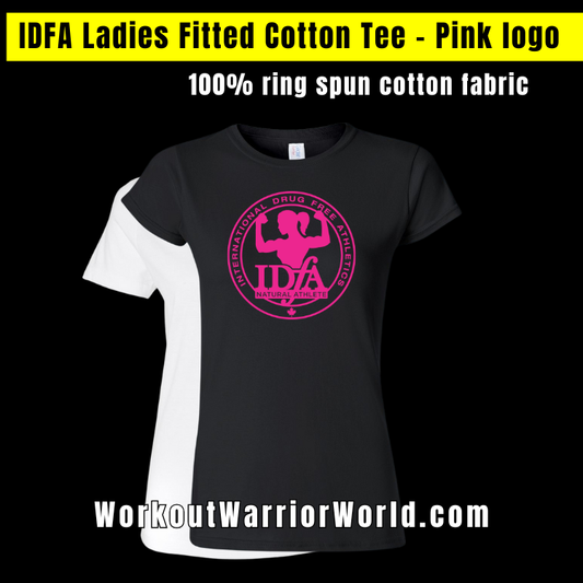 IDFA Ladies Fitted Cotton Tee - Pink logo