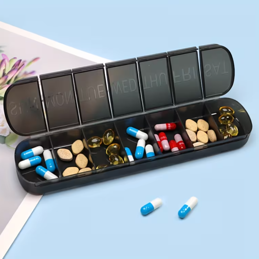 Black 7-Day Pill Storage Container