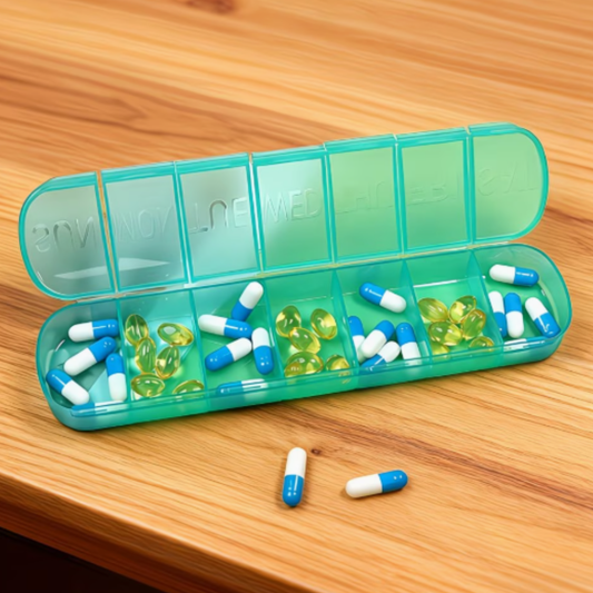 Cyan 7-Day Pill Storage Container