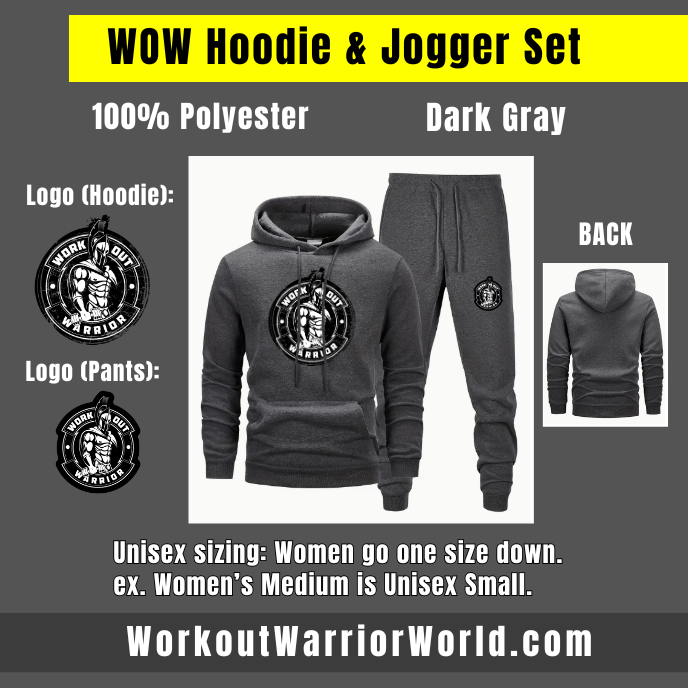 WORKOUT WARRIOR Hoodie & Jogger Set - Dark Gray
