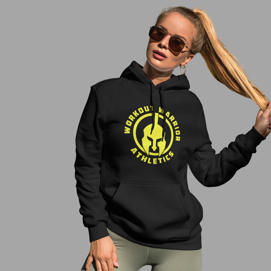 Workout Warrior Essential Hoodie – Yellow Logo