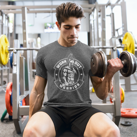 WORKOUT WARRIOR Fitted Tee - White logo