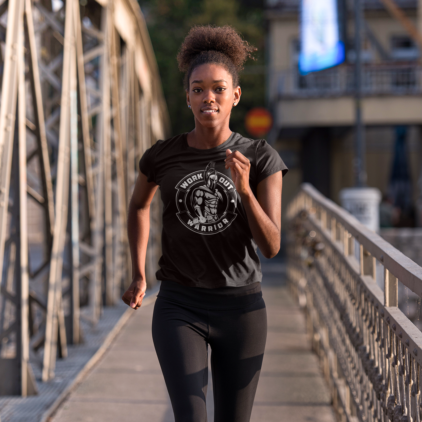 WORKOUT WARRIOR Ladies Fitted Tee - White logo