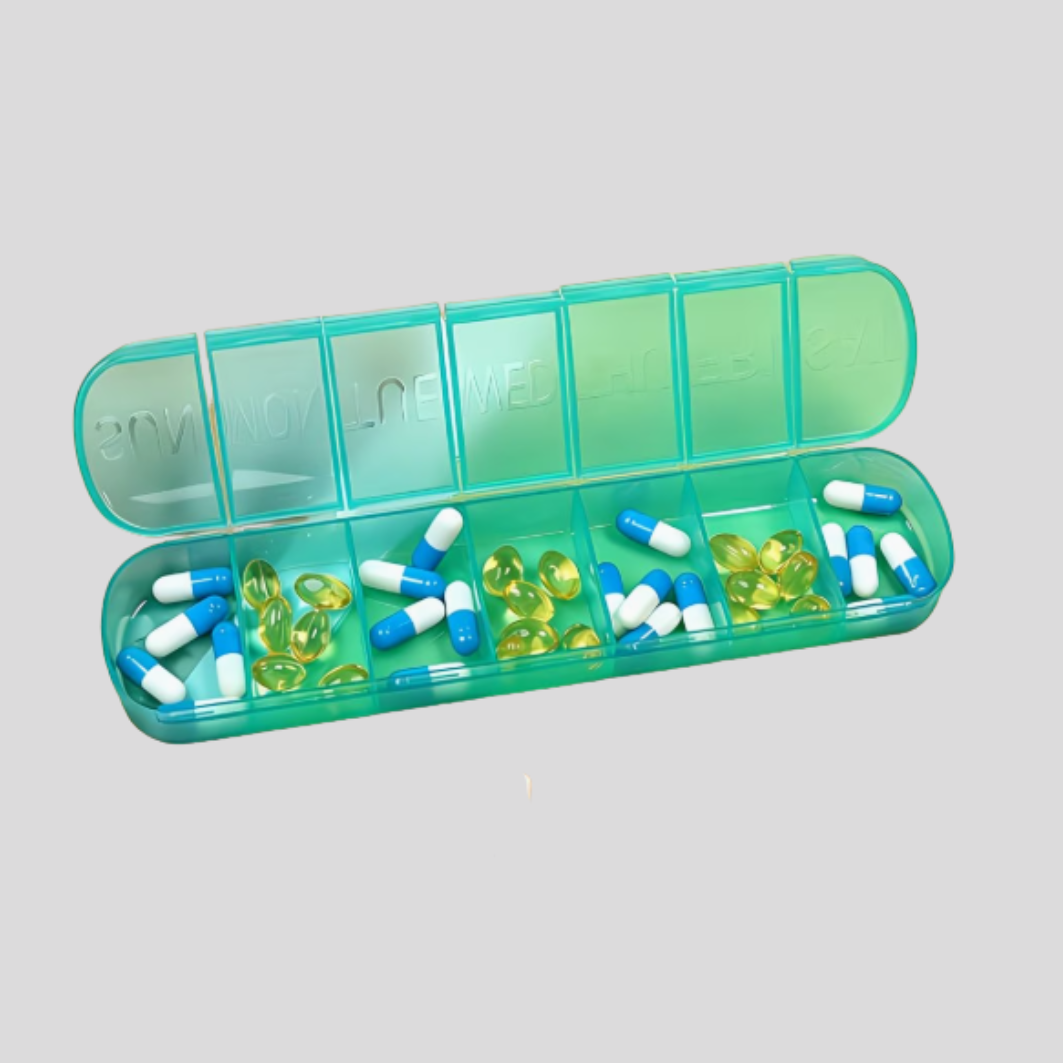 Cyan 7-Day Pill Storage Container