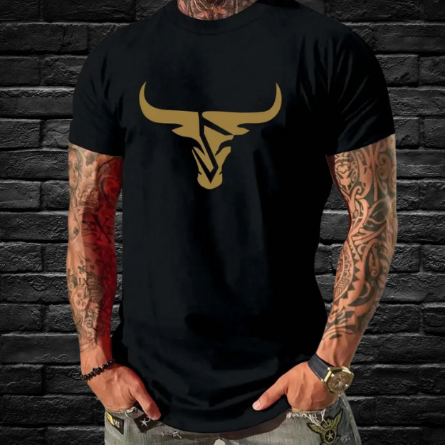 Heavyweight Bull Head Graphic T-Shirt - Golden Logo