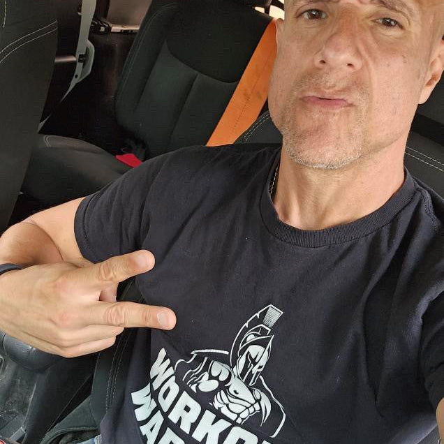 WORKOUT WARRIOR Heavy Cotton Tees - White Bold logo