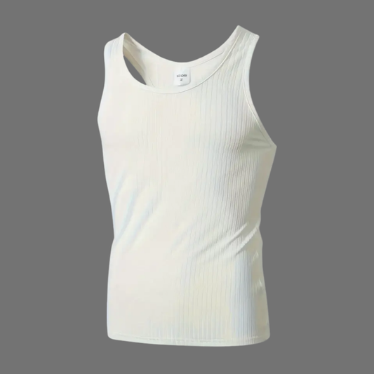 Slim Fit Ribbed Men’s Tank Top – White