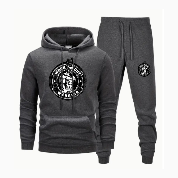 WORKOUT WARRIOR Hoodie & Jogger Set - Dark Gray