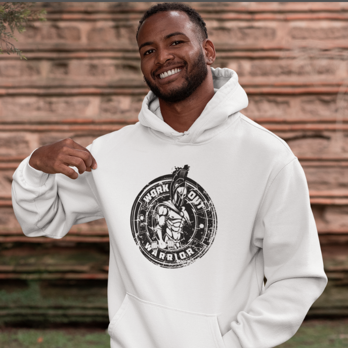 WORKOUT WARRIOR Unisex Hoodie - White