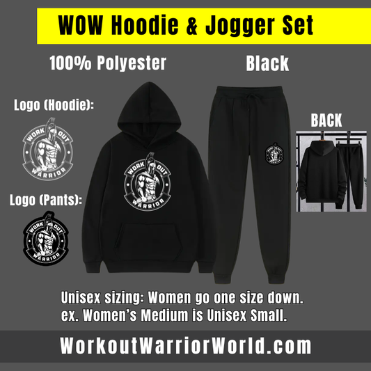 WORKOUT WARRIOR Unisex Hoodie & Jogger Set - Black