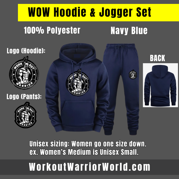 WORKOUT WARRIOR Unisex Hoodie & Jogger Set - Navy Blue