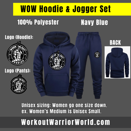 WORKOUT WARRIOR Unisex Hoodie & Jogger Set - Navy Blue