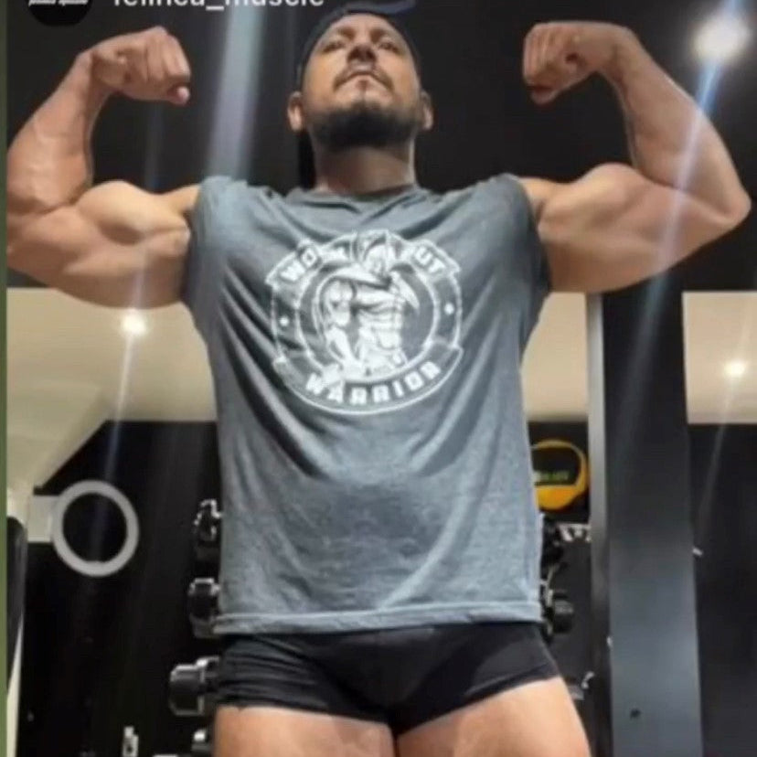 WORKOUT WARRIOR Fitted Tee - White logo