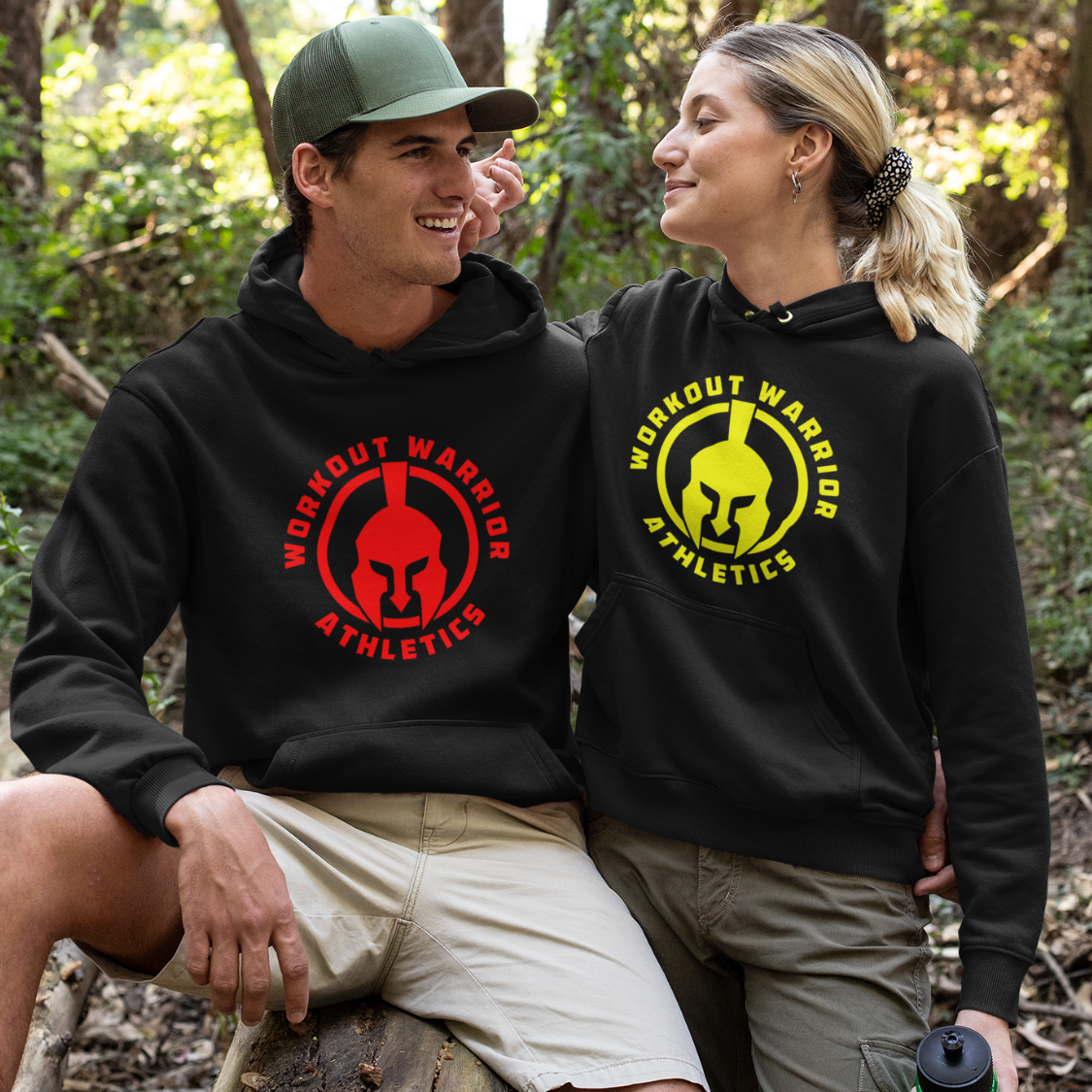 Workout Warrior Essential Hoodie – Yellow Logo