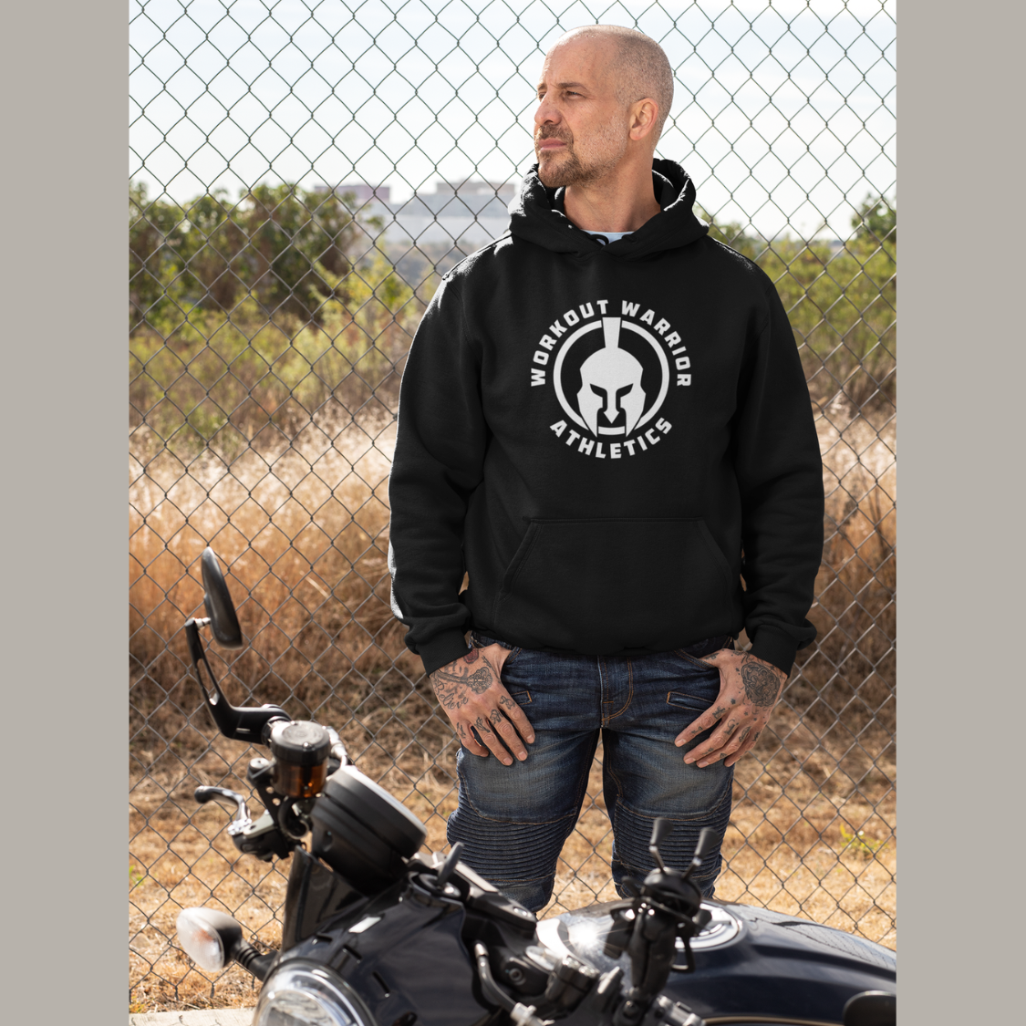 Workout Warrior Essential Hoodie – White Logo