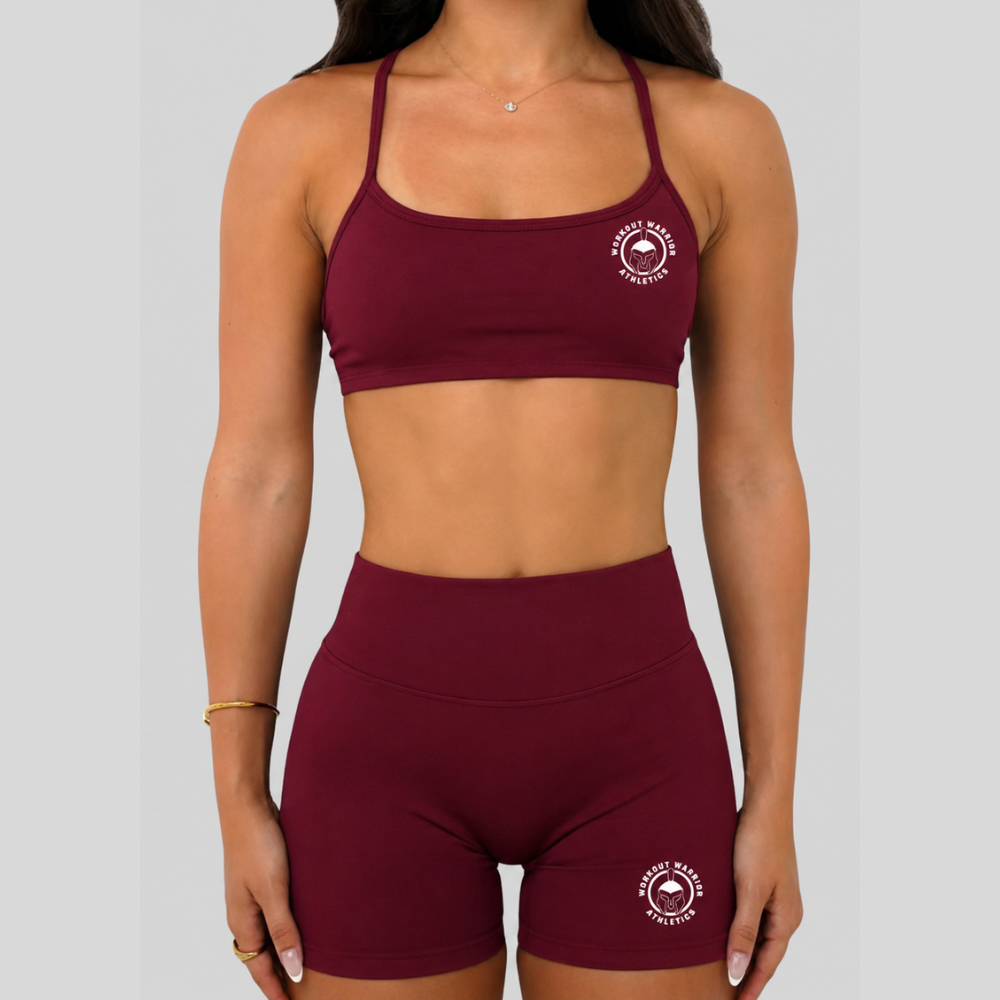 Workout Warrior Essential Sports Bra - Black / Bugundy / Blue
