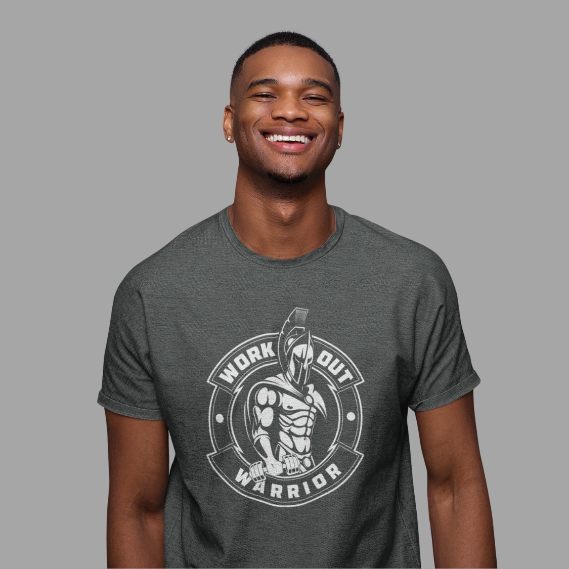 WORKOUT WARRIOR Fitted Tee - White logo