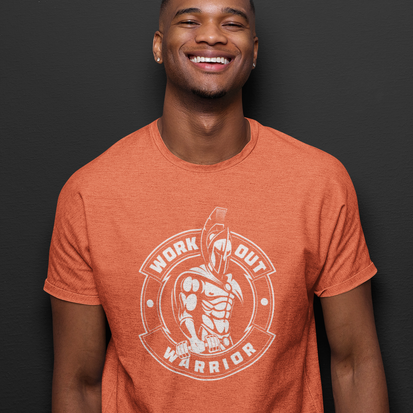 WORKOUT WARRIOR Fitted Cotton Tee - Orange