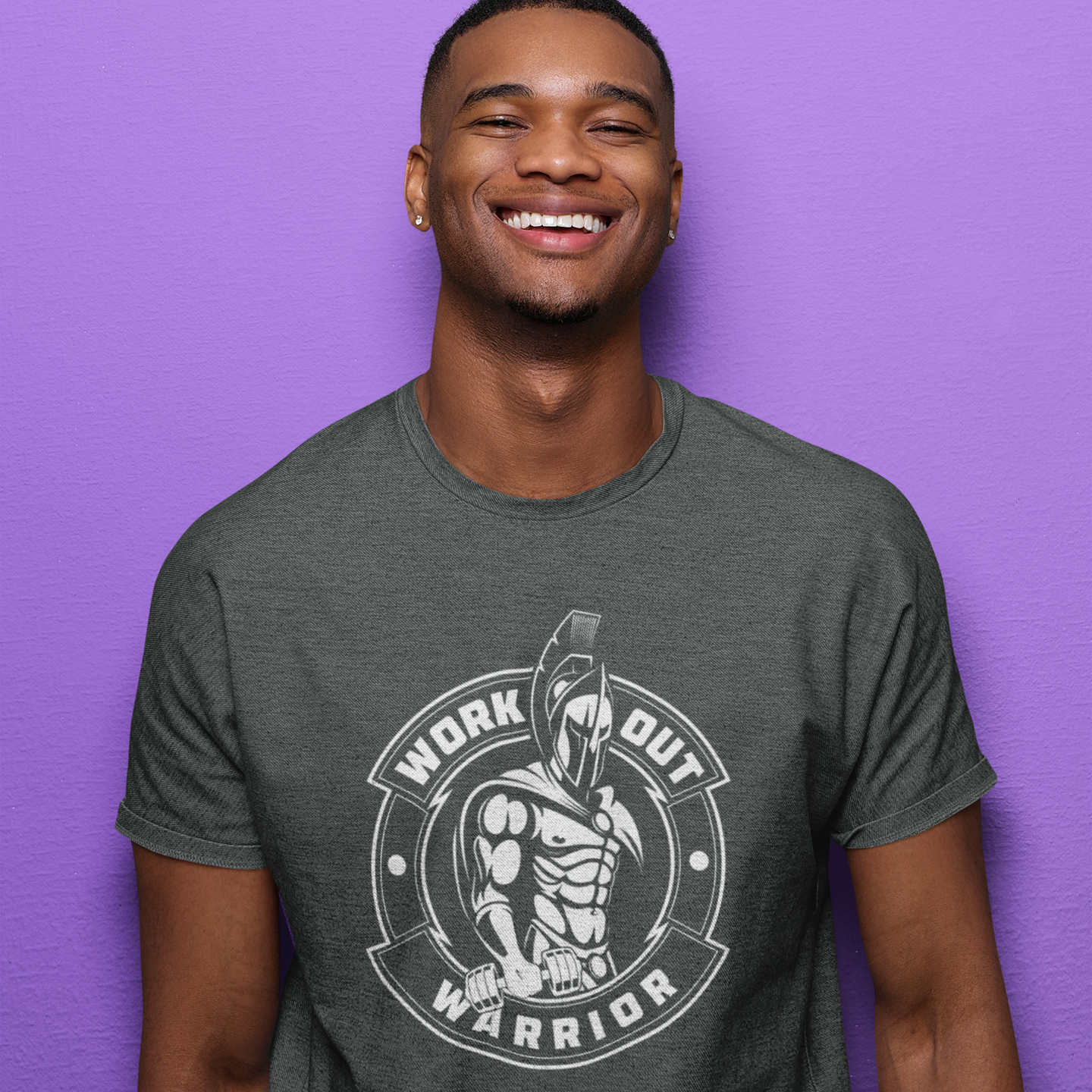 WORKOUT WARRIOR Fitted Tee - White logo