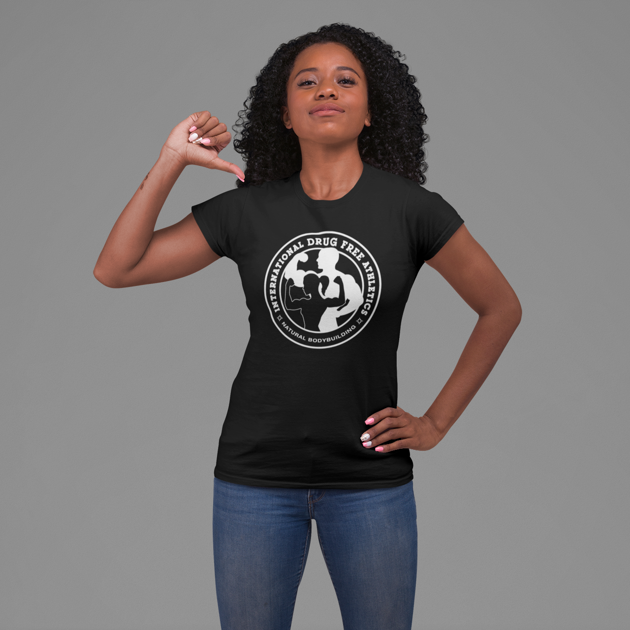 IDFA Ladies Fitted Cotton Tee - White logo