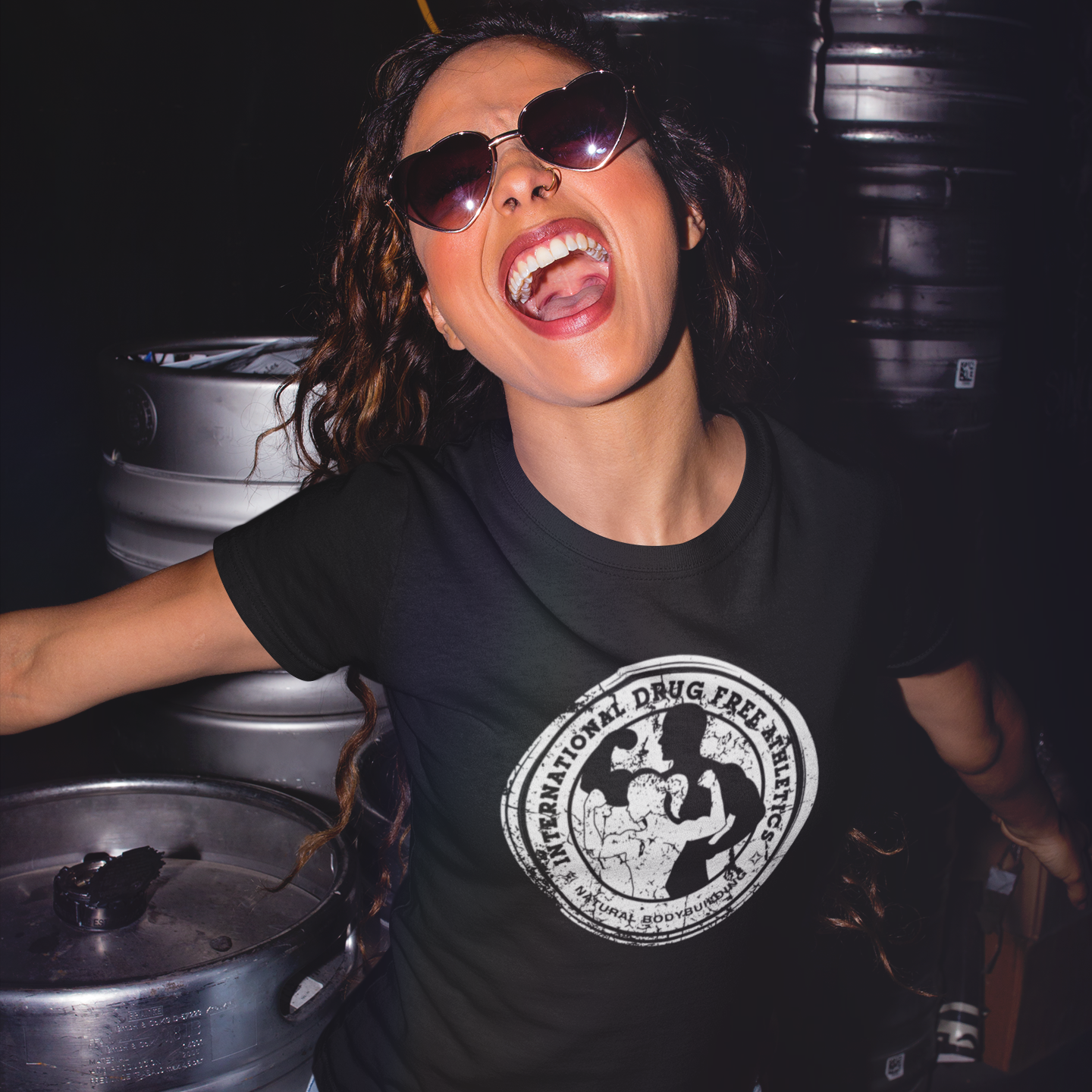 IDFA Ladies Fitted Cotton Tee - B&W logo