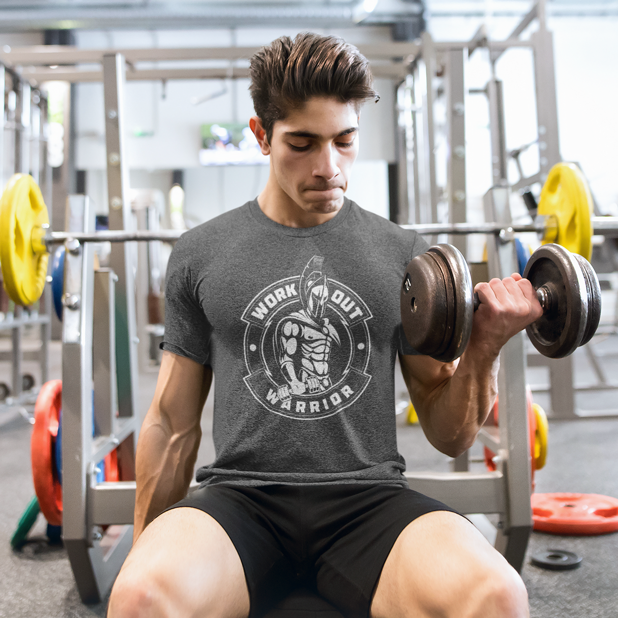 WORKOUT WARRIOR Fitted Tee - White logo