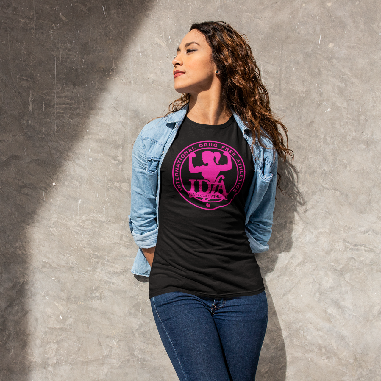 IDFA Ladies Fitted Cotton Tee - Pink logo