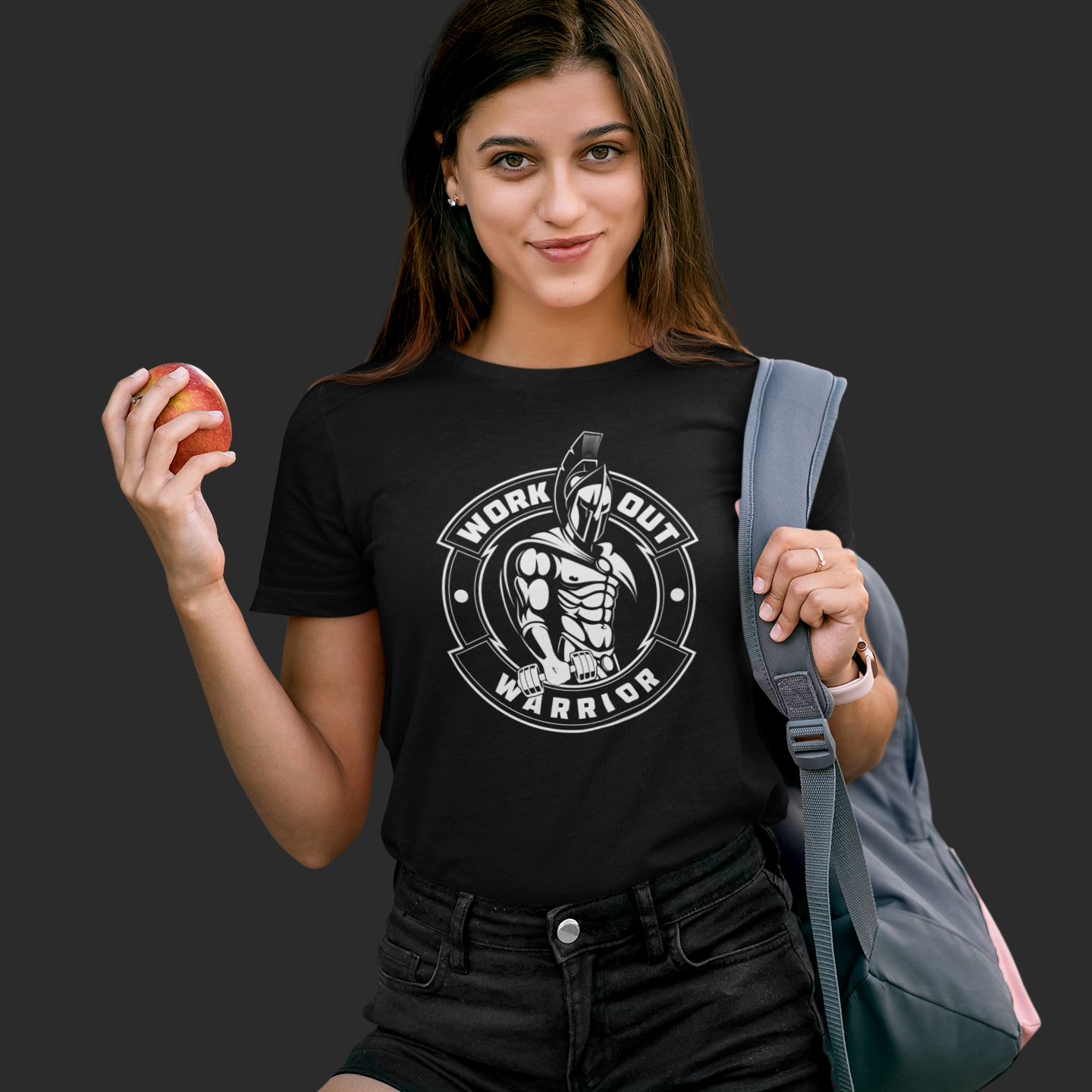 WORKOUT WARRIOR Ladies Fitted Tee - White logo