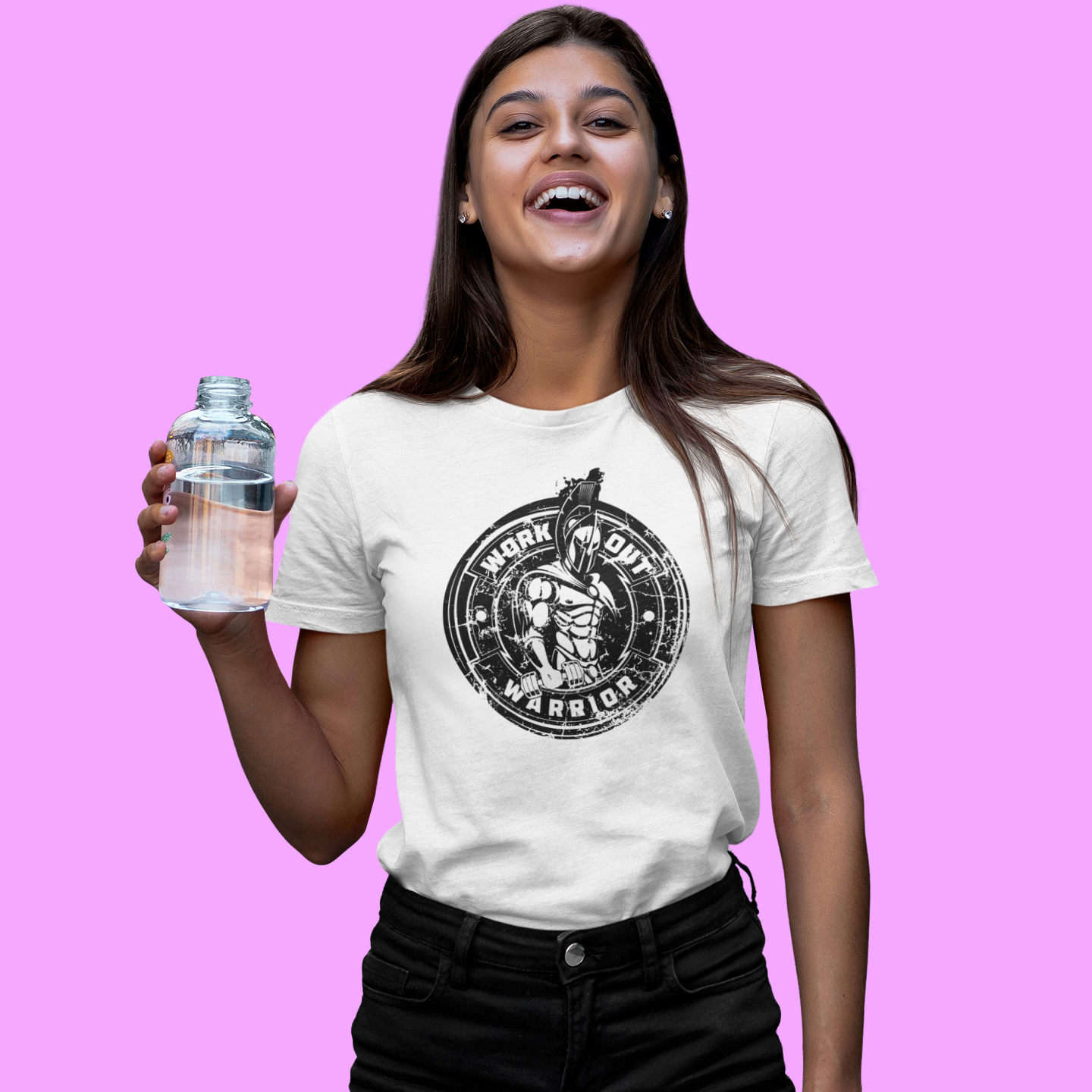 WORKOUT WARRIOR Ladies Fitted Tee - W&B logo